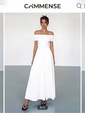 Commense Frenchy Solid Off-Shoulder Long Dress NWT